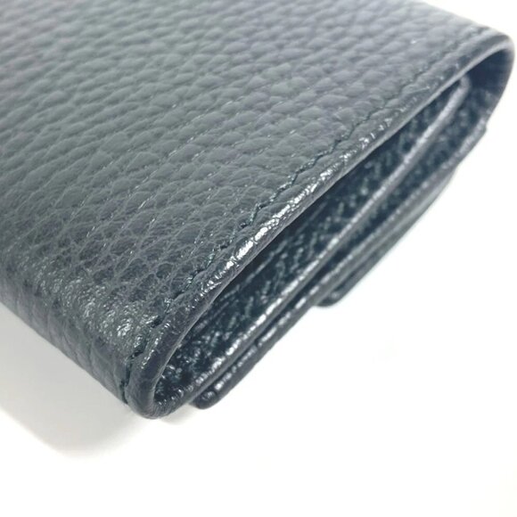 GUCCI 523277 GG Marmont Compact Wallet Mini Trifold wallet Leather Black/Gold - Picture 4 of 9